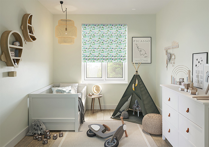 Cloudy Peaks, Mint - Motorised Roman Blind - Image 8